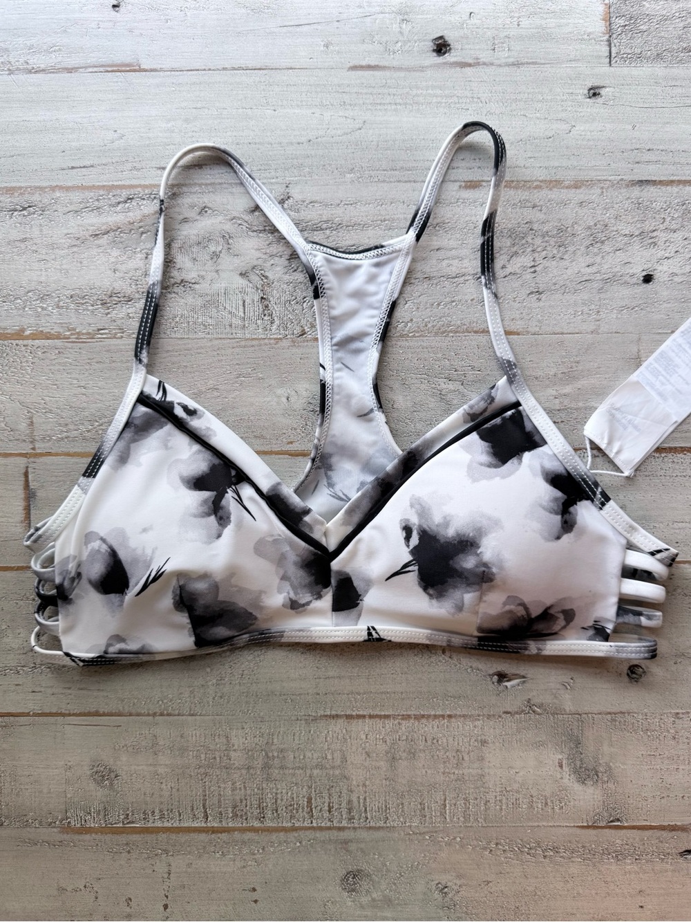 RVCA SWIM TOP - Womens black and white racerback size small EUC
